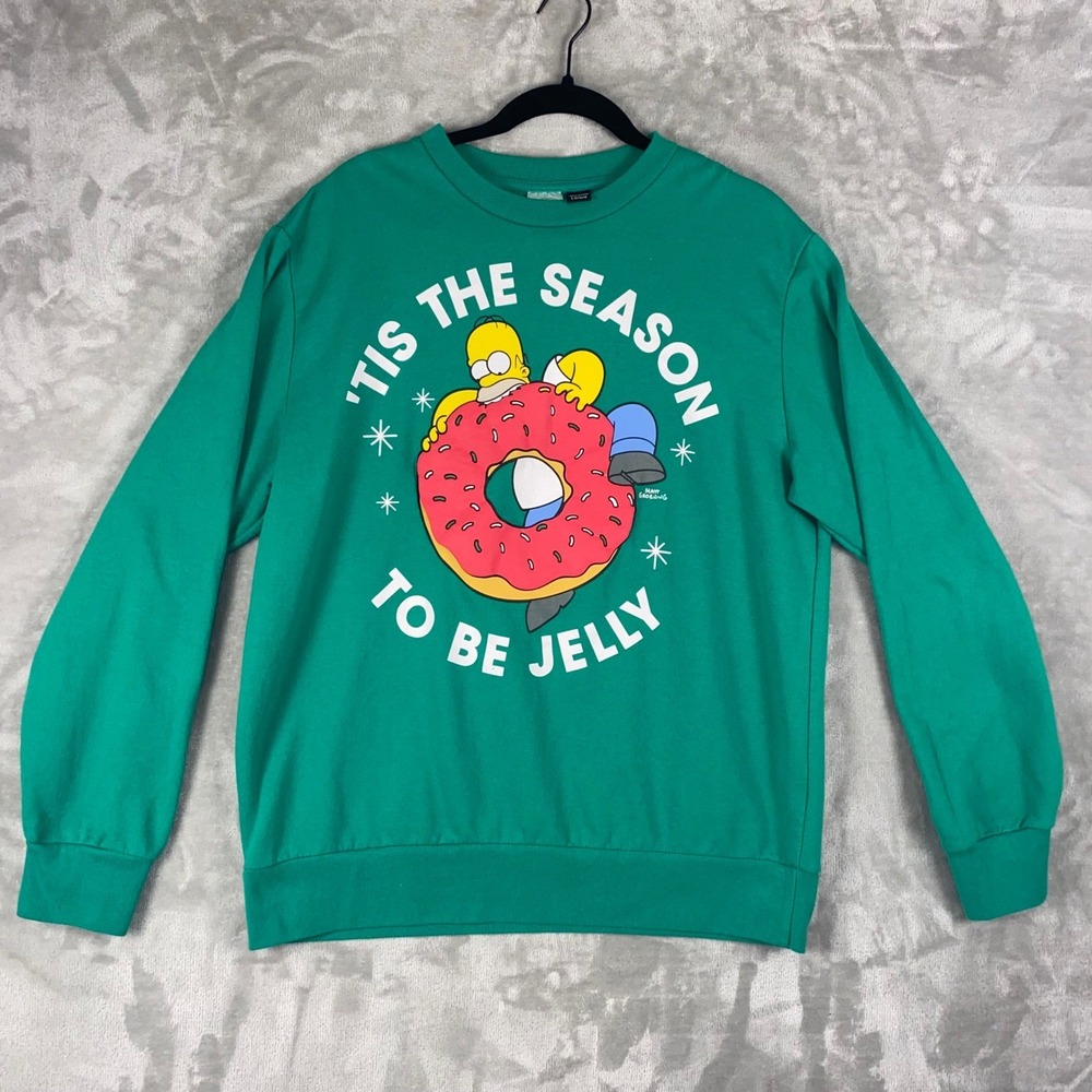 The Simpsons Tis The Season To Be Jelly Homer Donut Sweatshirt‎ Mens LG